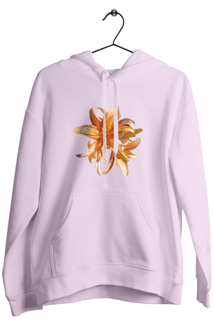 Men`s hoodie with prints Orange lily. Beauty, flower, lily, nature, orange, solar. 2070702