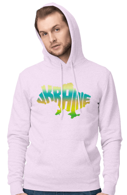 Чоловіче худі з принтом "Україна силует кольоровий". Карта україни, люблю україну, силует україни, символ україни, україна, українська символіка. 2070702