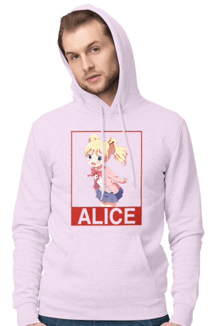 Men's hoodie with prints Kiniro Mosaic Alice Cartelet. Alice, alice cartelet, anime, gold mosaic, kiniro mosaic, kinmoza, manga. 2070702