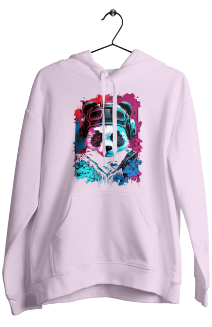 Men`s hoodie with prints Panda in VR Helmet. Character, geek, helmet, panda, virtual reality. 2070702