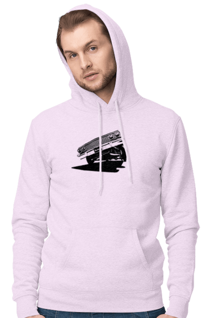 Чоловіче худі з принтом "Автомобіль". Автомобіль, імпала, класика, лоурайдер, шевроле. 2070702