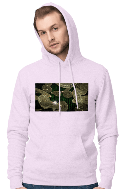 Чоловіче худі з принтом "Біткойн". Багатство, біткойн, валюта, гроші, криптовалюта, курс, майнінг, матриця, монета, розкіш, цифровий світ. 2070702