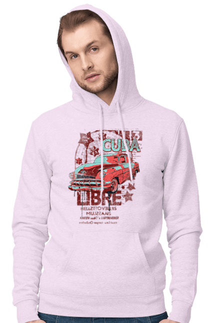 Чоловіче худі з принтом "Куба, Машина". Куба, машина, ретро. 2070702