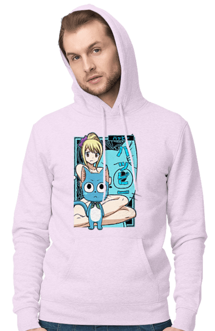 Чоловіче худі з принтом "Хвіст Феї Люсі Хартфілія". Fairy tail, happy, lucy heartfilia, аніме, люсі, люсі хартфілія, манга, хвіст феї, хеппі. 2070702