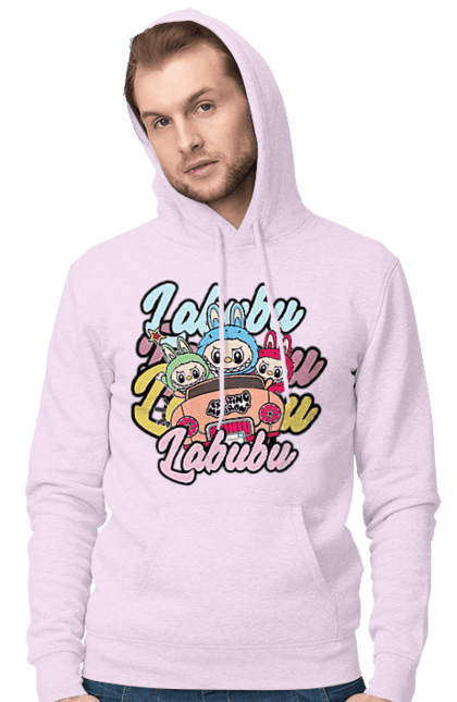 Чоловіче худі з принтом "Лабубу". Іграшка лабубу, лабубу, лабубу кока кола, мерч лабубу, мила, рожева лабубу, смішна лабубу. 2070702