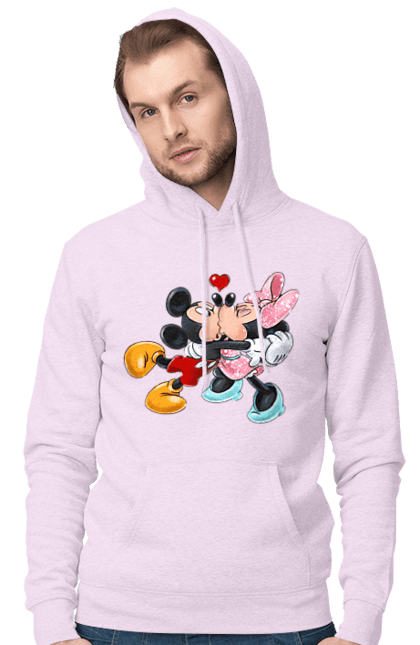 Мужское худи с принтом Микки Маус и Минни Маус. Mickey mouse, minnie mouse, дисней, микки, микки маус, минни маус, мультфильм. 2070702