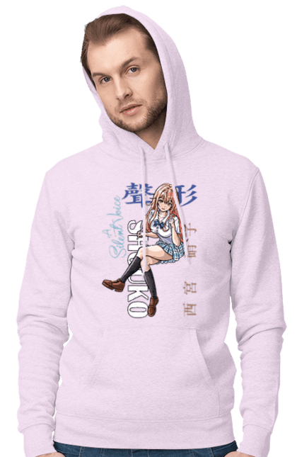 Мужское худи с принтом Форма голоса Шоко Нишимия. Shouko nishimiya, silent voice, аниме, драма, манга, романтика, форма голоса, шоко нишимия. 2070702