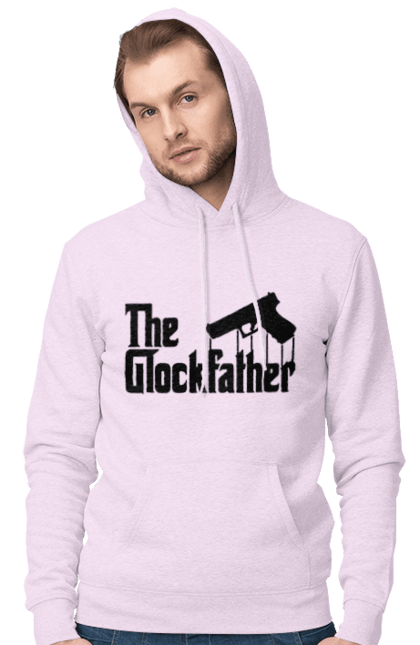 Чоловіче худі з принтом "The GlockFather". Gangster, glockfather, godfather, godfather reference, вогнепальна зброя, гангстер, глок, зброя, пістолет, пістолет. 2070702