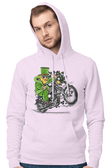 Men`s hoodie with prints Patrick On A Motorcycle. Holiday, motorcycle, patrick. 2070702