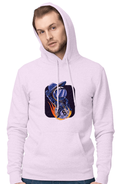 Чоловіче худі з принтом "Космо біткоїн". Биткоин, бінарний, біткоїн, біткойн, валюта, гроші, крипто, програміст, хакер. 2070702