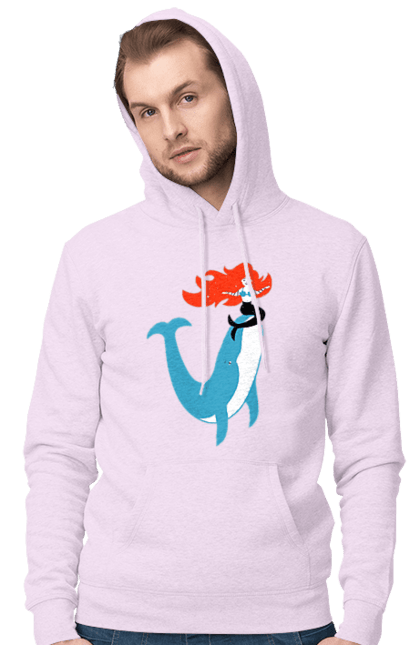 Чоловіче худі з принтом "Русалка І Кит". Кит, море, русалка. 2070702