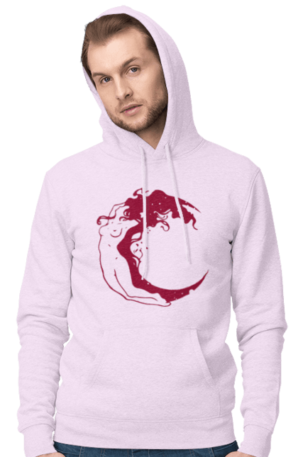 Чоловіче худі з принтом "Дівчина місяць". Дівчина, зірки, космічне, космос, місяць. 2070702