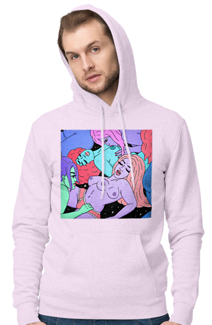 Чоловіче худі з принтом "Дівчата Інопланетянки". Дівчата, інопланетянки, космос, різнокольорові. 2070702