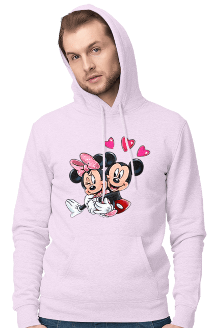 Мужское худи с принтом Микки Маус и Минни Маус. Mickey mouse, minnie mouse, дисней, микки, микки маус, минни маус, мультфильм. 2070702