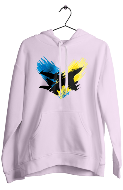 Чоловіче худі з принтом "Літак F 16". З прапором, зсу, літак, літак f16, патріотична, прапор, ф16. 2070702