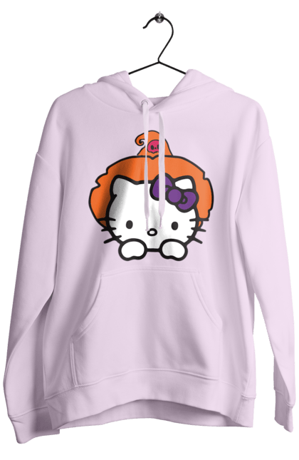 Мужское худи с принтом Хелло Китти Хэллоуин. Halloween, hello kitty, witch, бренд, ведьма, кот, котенок, персонаж, хелло китти, хэллоуин. 2070702