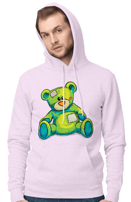 Мужское худи с принтом Плюшевый мишка. Cute, kisses, patches, teddy, teddy bear, vintage, игрушка, мишка, плюшевый мишка, подарок. 2070702