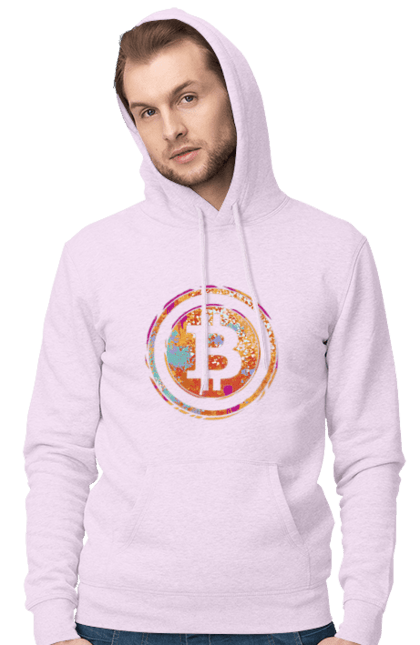 Чоловіче худі з принтом "Біткоїн". Биткоин, бінарний, біткоїн, біткойн, валюта, гроші, крипто, програміст, хакер. 2070702