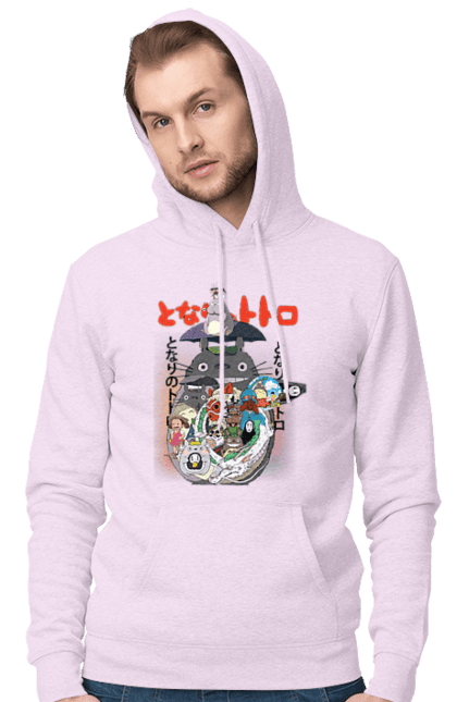 Men's hoodie with prints Totoro. Adventures, anime, comedy drama, fantasy, film, my neighbor totoro, tv series. 2070702