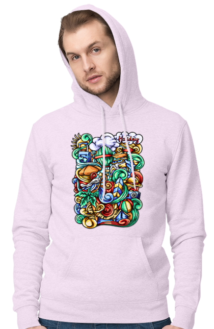 Men`s hoodie with prints Holidays rest art. Beach, sea, summer, travel, vacation. 2070702