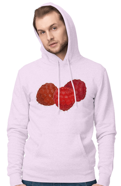 Чоловіче худі з принтом "Малина". Веган, вегетаріанець, делікатес, дієта, їжа, літо, малина, плід, смачно, стигла, червона, ягода. 2070702