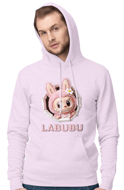 Чоловіче худі з принтом "Лабубу". Іграшка лабубу, лабубу, лабубу кока кола, мерч лабубу, мила, рожева лабубу, смішна лабубу. 2070702