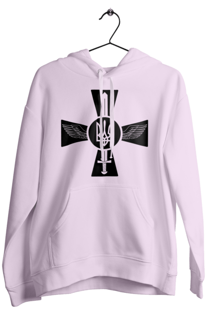 Men`s hoodie with prints Ukraine coat of arms. Coat of arms, sword, ukraine, wings. 2070702