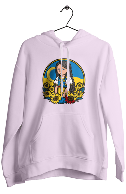 Чоловіче худі з принтом "Мила Українська дівчинка". Блакитний, жовтий, жовто-блакитний, зроблено в україні, патріот, патріоти україни, підтримую україну, прапор україни, україна, українська дівчинка. 2070702