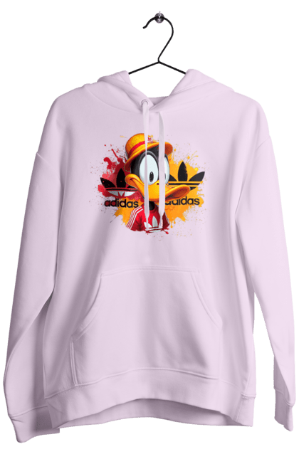 Мужское худи с принтом Даффи Дак Adidas. Adidas, daffy duck, looney tunes, merrie melodies, warner brothers, даффи дак, мультфильм, персонаж, утка даффи. 2070702