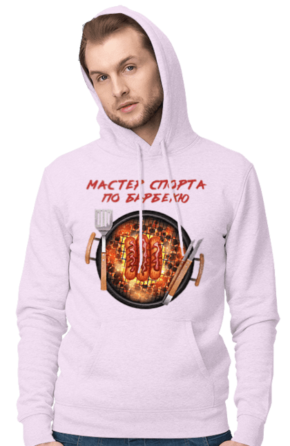Men`s hoodie with prints Master Of Sports On Barbecue. B-b-q, master of sport, picnic, sausages. 2070702