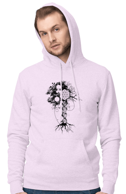 Чоловіче худі з принтом "Древо життя". Геном людини, дерево життя, золотий перетин, квітка життя, сакральна геометрія, таємниця світобудови, таємниця числа фібоначчі, число бога, число фібоначчі. 2070702