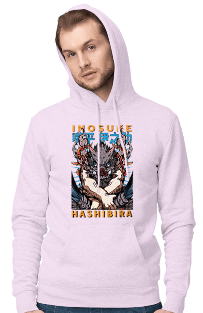 Men's hoodie with prints Demon Slayer Inosuke. Anime, demon slayer, inosuke, inosuke hashibira, kimetsu no yaiba, manga. 2070702