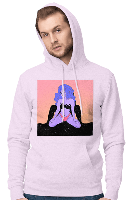 Чоловіче худі з принтом "Фіолетова Дівчина В Трусиках". Інопланетянка, у трусах. 2070702