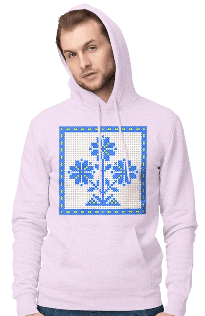 Желто голубая вышивка цветы