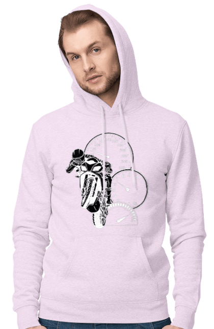 Men`s hoodie with prints Motorcycle And Speed White. Moto, motorcycle, speed. 2070702