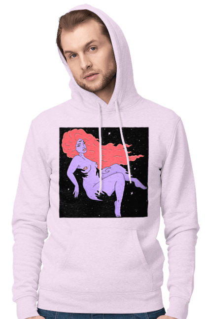 Чоловіче худі з принтом "Фіолетова Дівчина В Чорній Дирі". Дівчина, лапають. 2070702