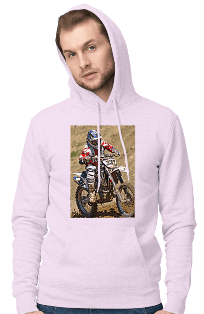 Men`s hoodie with prints MOTOR RACER. Athlete, moto, motor racer, motorbike, sport. 2070702