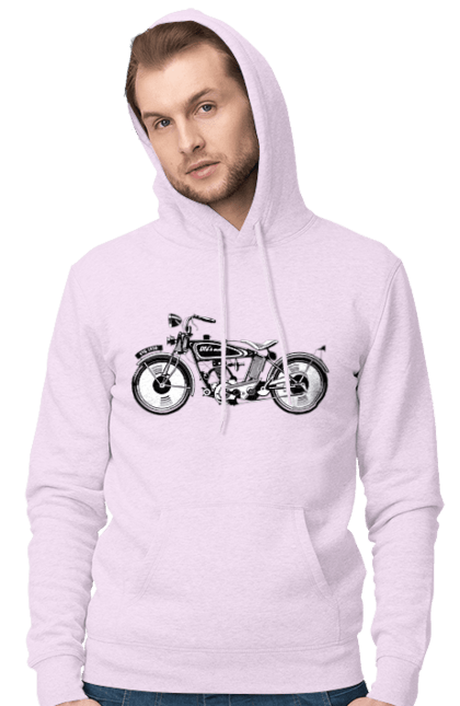 Men`s hoodie with prints Motorcycle Retro. Moto, motorcycle, retro. 2070702