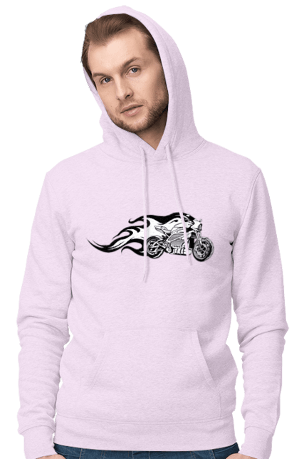 Чоловіче худі з принтом "Мотоцикл Вогонь". Мото, мотоцикл, огонь. 2070702