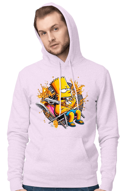 Men's hoodie with prints Bart Simpson Versace. Bart, cartoon, serial, simpson, versace. 2070702