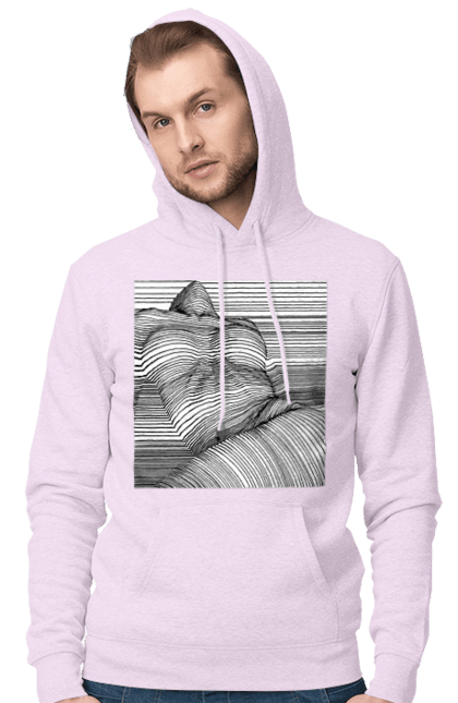 Чоловіче худі з принтом "Дівчина В Смужку". Гола, сиськи. 2070702