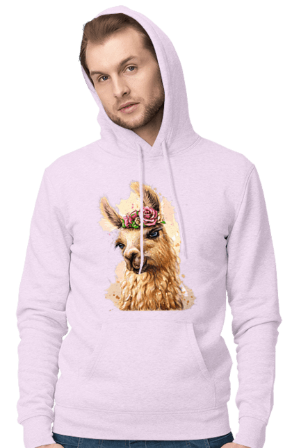 Чоловіче худі з принтом "Лама Портрет". Лама, портрет, тварина. 2070702