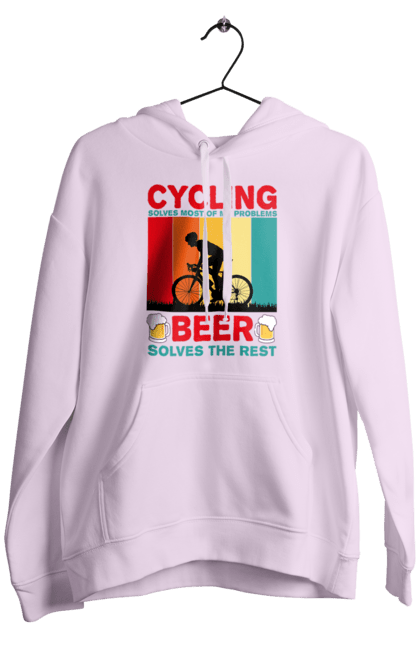 Чоловіче худі з принтом "Cycling Beer". Алкоголь, брутальні, велосипед, веселі, для спортсменів, літні, пиво, спорт, чоловічі. 2070702