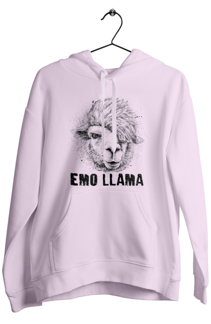 Чоловіче худі з принтом "Емо Лама". Alpaca, animals, distressed, emo, funny, llama, vintage, емо, лама. 2070702