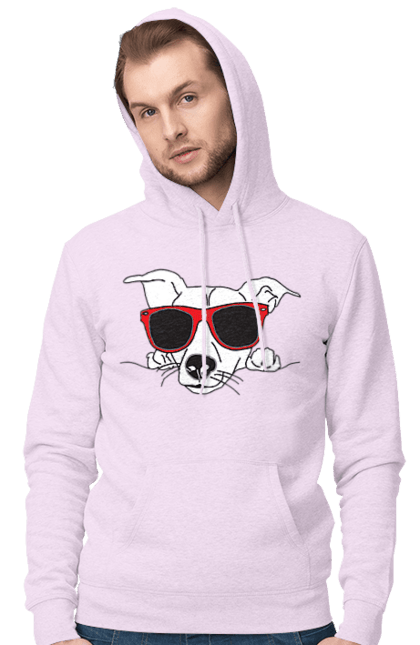 Чоловіче худі з принтом "Собака Визирає". Визирати, окуляри, собака. 2070702