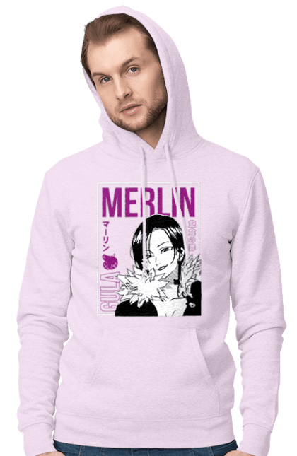 Men's hoodie with prints Seven Deadly Sins Merlin. Adventures, anime, comedy, fantasy, manga, merlin, seven deadly sins. 2070702