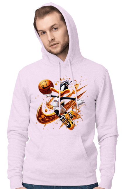 Мужское худи с принтом Даффи Дак Nike. Daffy duck, looney tunes, merrie melodies, nike, warner brothers, даффи дак, мультфильм, персонаж, утка даффи. 2070702