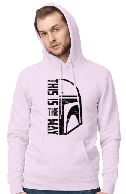 Men's hoodie with prints This is the way. Baby yoda, cinema, disney, distressed, mandalorian, mandalorian helmet, movies, star wars, television series. 2070702