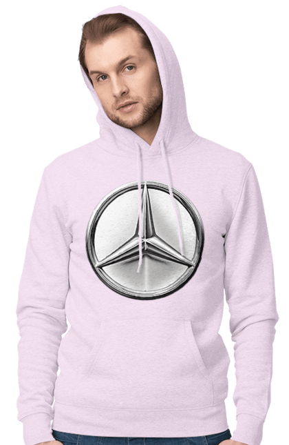 Чоловіче худі з принтом "Mercedes Benz Лого Металік". Авто, автомобіль, логотип мерседес, машини, мерс, мерседес. 2070702