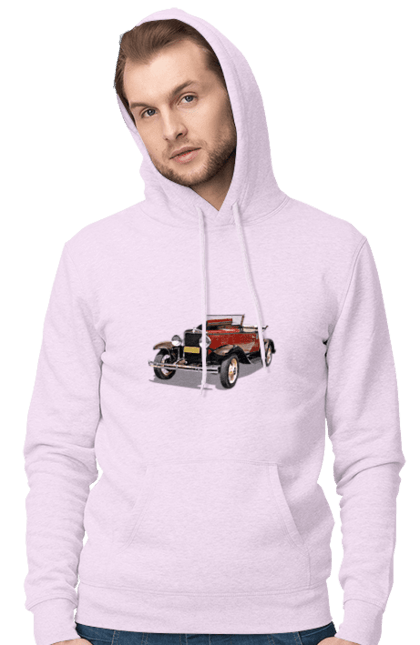 Чоловіче худі з принтом "Авто.4". Авто, професійне фото, ретро авто, фото, червона гамма барв. 2070702